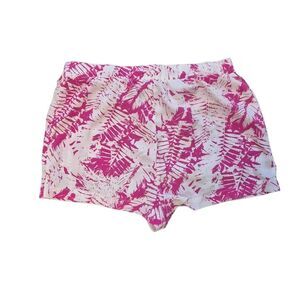 West Loop Women's White & Hot Pink Poly Elastic & Drawstring Waisted Shorts w Po